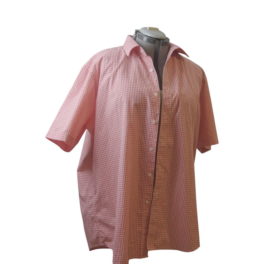 Club Room Men’s Red White Gingham Button Down Shirt XXL Short Sleeve